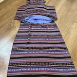 Lorena Rose sleeveless maxi dress Boho lined tie belt colorful women’s size S Blue Photo 5