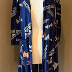 LuLaRoe Navy and White Patterned Long Cardigan Small Photo 0