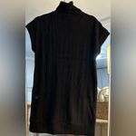 NEW Turtleneck Oversized Sweater Dress Sleeveless Mid Thick Ribbed Tunic S Black Photo 3