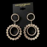 Christian Sirianio NWT-CHRISTIAN SIRIANO Stunning silver tone earrings covered in clear rhinestones, three hoops, brand new, never worn  Photo 1