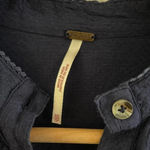 Free People Women’s  navy blue long sleeve button down embroidered detail top XS Photo 2