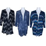 LuLaRoe 3 Piece Kimono Lace Geometric Abstract Open Duster Top Cardigan Med Photo 1