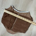 Y2K Brown Ruched Corset Top Sleeveless Cropped Bustier Tank Photo 5