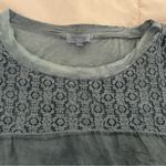 H Trend Made in Italy grey silk 3/4 sleeves blouse, size L boatneck lace lined Gray Size L Photo 5