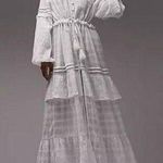 Topshop NWT  textured tie front beach maxi dress in white Size 4-6 Photo 0