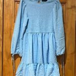 ZESICA Women's Blue Dress Long Sleeve Smocked Tiered Flowy Mini Dress Sz Medium Photo 1