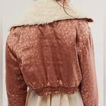 Free People NWOT Crafted Floral Bomber Jacket zip up with fur collar XS Photo 1