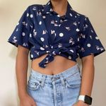 Vintage Inner Visions by Ship ‘n Shore Navy Nautical Print Button Down Shirt Blue Size M Photo 1