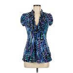 HeartSoul Y2K Baby Doll Ruffle Short Sleeve Top Blue Multi M Size M Photo 1