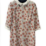 Lagogo Collared 3/4 Sleeve Floral Dress Orange Size M Photo 0