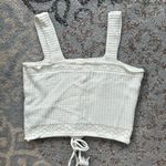 Shyanne  Tie Front Knit Sweater Tank White Large Photo 7