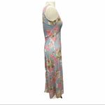 None Floral Maxi Dress Empire Waist Sleeveless V-Neck Pink Blue Cream Size Small Photo 6