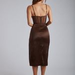 Meshki TALISA Chain Strap Side Split Corset Midi Dress - Chocolate Photo 1
