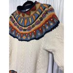 Marsh Landing Hand Knits Women Sweater Size M Fair Isle Cream Cable Knit Blue Size M Photo 2