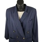 Oleg Cassini VTG 80s  Navy Blazer Double Breasted 6 Button Front Women’s 12 Photo 3