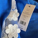 French Connection NWT Caballo Floral-Lace Sleeve Sweater Blue / White Photo 8