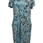 Charter Club Shift Dress size medium Multi Paisley Nylon Short Sleeve Round Neck Photo 0