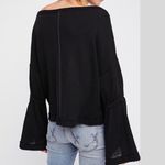 We The Free Free People  Dahlia Thermal Top Black Small Bell Sleeve Oversized Photo 1