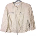 Chico's Linen Tweed Jacquard Jacket Blazer Zipper Beige Ivory Gold Size 1 Photo 0