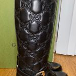 Gucci Women's Black GG Matelasse Lug Sole Leather Boots Photo 11