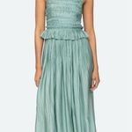 Sea New York. NEW NWT Risa Ramie Satin Midi Dress In Sage Green Photo 0