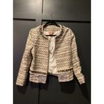 Tory Burch  Vanessa jacket brown cream tweed jewel stone embellished blazer 12 Photo 6