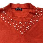 BloomChic Rust Orange Pearl Embellished Sweater Size 10 Feminine Knit Top in EUC Photo 4
