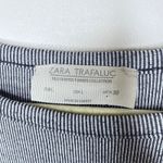 ZARA  Trafaluc Large‎ Fine Striped Long Sleeve Crew Neck High Low Hem Stretch Top Photo 2