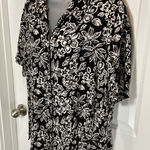 Notations Woman Black White Floral Button Up Shirt Top Plus 3X Resort Casual Photo 0