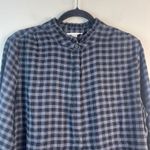 Beach Lunch Lounge Top Womens Large Gray Black Check Long Sleeve Popover Casual‎ Photo 2