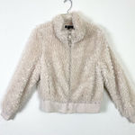 ZARA TRF Ivory Cream Faux Fur Cropped Zip Up Sherpa Teddy Bomber Jacket Size S Photo 0