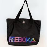 Reebok Black Shoulder Gym Bag~Drawstring~Colorful Graphic Logo~Large~20X14X6 Photo 0