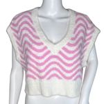 Kendall & Kylie Sweater Womens Small White Pink Stripe Vest Fuzzy Edgy Preppy Photo 0