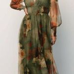 Baltic Born Layla Olive And Rust Floral Long Sleeve Tulle Maxi Dress Photo 0