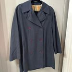 Burberry Vintage Trench Coat Burberrys’ Navy Blue Trench Coat Button Up Size XS Photo 1