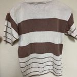 Vintage White and Brown Short Sleeve Mockneck sweater Small Photo 3