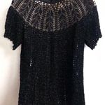 Lord & Taylor sparkly knit short sleeve scoop neck pullover sweater small Black Photo 2