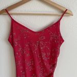 Taboo Vintage 90s Y2K Red Pink Floral Glitter Ruched Asymmetrical Mini Dress Photo 2
