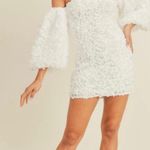 3D Flower Mini Dress White Size L Photo 0