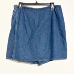 Liz Claiborne  Cotton Zipper Tie Sides Faux Wrap Denim Jean Skort Shorts Photo 5