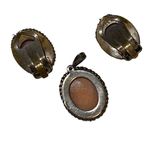 Antique German 800 Silver Cameo Pendent & Clip On Earrings Set Silver Photo 2