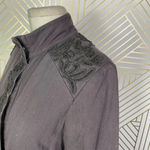 Anthropologie  Love Sam Travis‎ Military Jacket Beaded Charcoal Gray Size Medium Photo 8