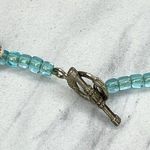 Faux Turquoise Chunky Beaded Tassel Pendant Toggle Necklace Photo 3