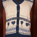 Christopher & Banks  Navy and Cream Heart Pattern Cardigan Photo 1
