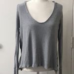 Free People We The Free Gray Waffle Knit Thermal Raw Hem S Oversized Twilight Photo 0
