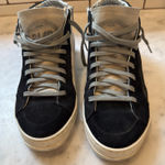 P448  Skate Boster High Top Sneakers Size 38 US 8-8.5 Black Leather Lace Up Photo 0