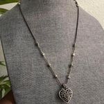 Brighton Y2K Reno Double Sided Reversible Silver tone Heart Charm Pendant Bead Necklace adjustable length #gothic #whimsygoth #celestial #fairy Photo 1