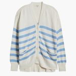 Madewell NWT  Stripe Cotton Blend Cardigan In Powder Blue Photo 5