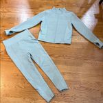 Bailey 44 Sport Textured Zip Jacket & High-Rise Leggings Set blue gray Size L Photo 0