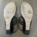Stuart Weitzman  Patent Leather Strappy Wedge Sandal Black with Tortoise Size 9 M Photo 3